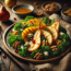 Warm Spiced Pear and Walnut Salad with Baby Kale and Balsamic Glaze